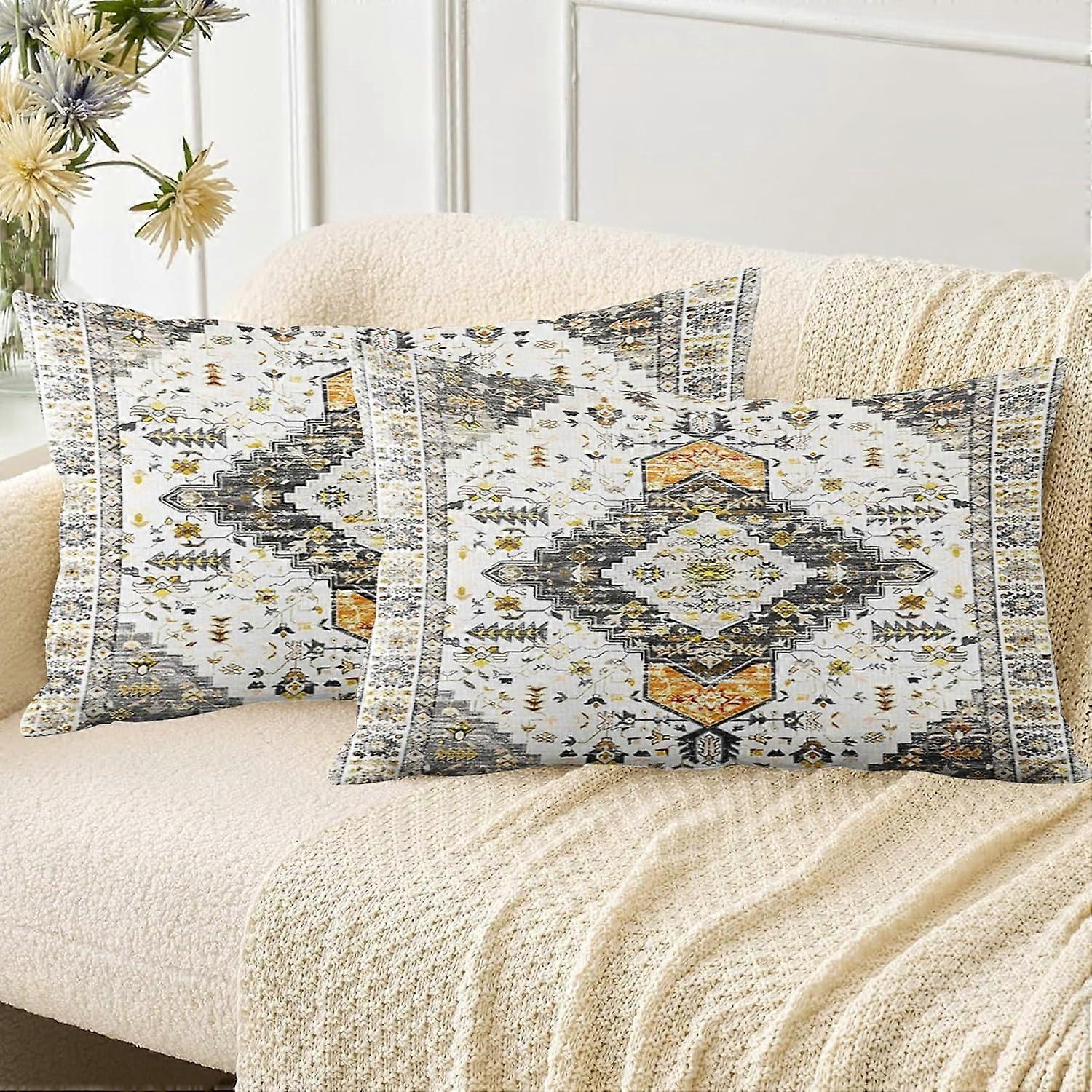 Boho Throw Obliečky na vankúše 12x20 palcov Sada 2, mäkké obliečky na vankúše Bohemia Carpet Pattern Dekoratívna pohovka Obývacia izba Posteľ Štvorcová obliečka na vankúš Poťah na vankúš-