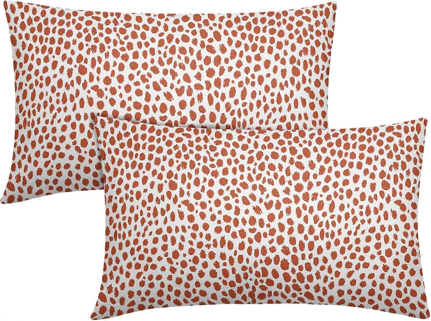 Pomarančový krémový bedrový vankúš 12x20 palcov Boho Design Polka Dot Throw Vankúš Súprava 2 moderných ťahov štetcom Potlač Vankúš Obliečka na vankúš Bavlnená bielizeň C