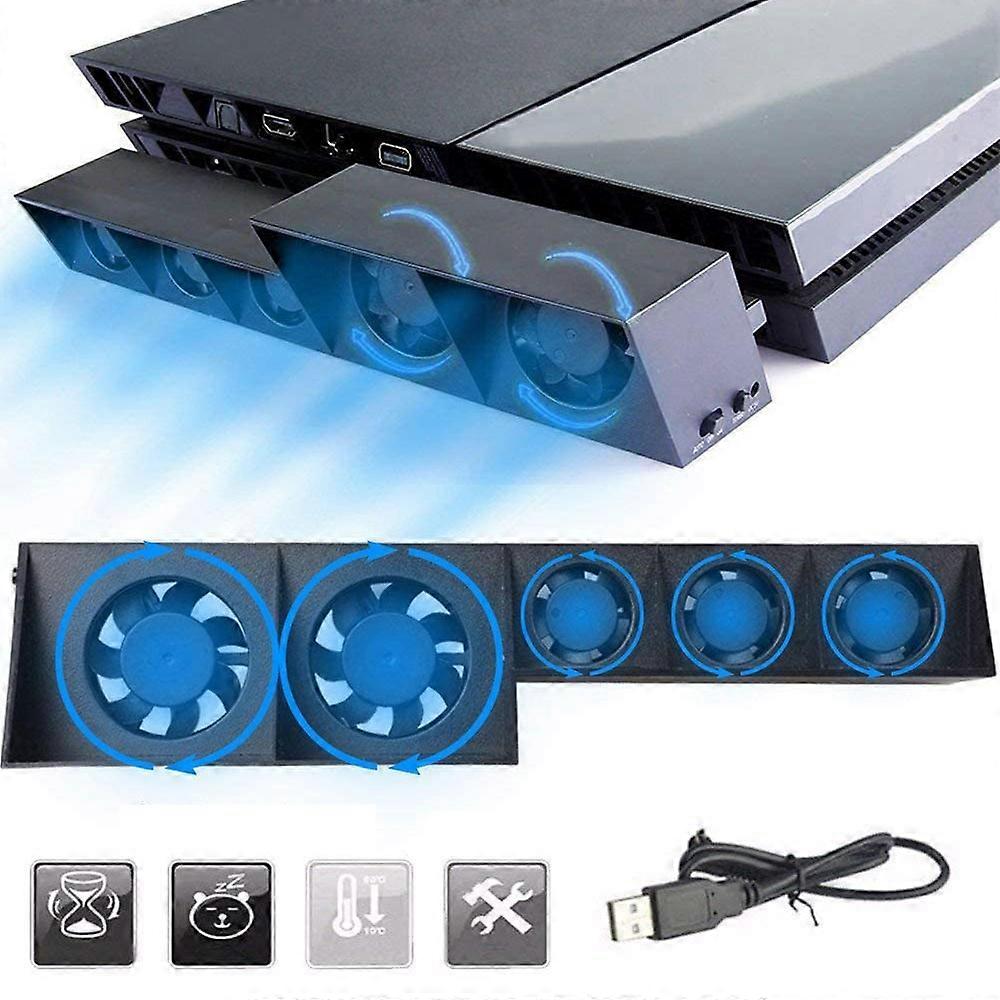 PS4 Cooling Fan with USB External Cooler, 5 Fan Turbo, Temperature Control
