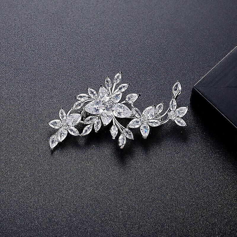 Blume Weiß Zirkon High-End Super Flash vergoldete Damenbrosche