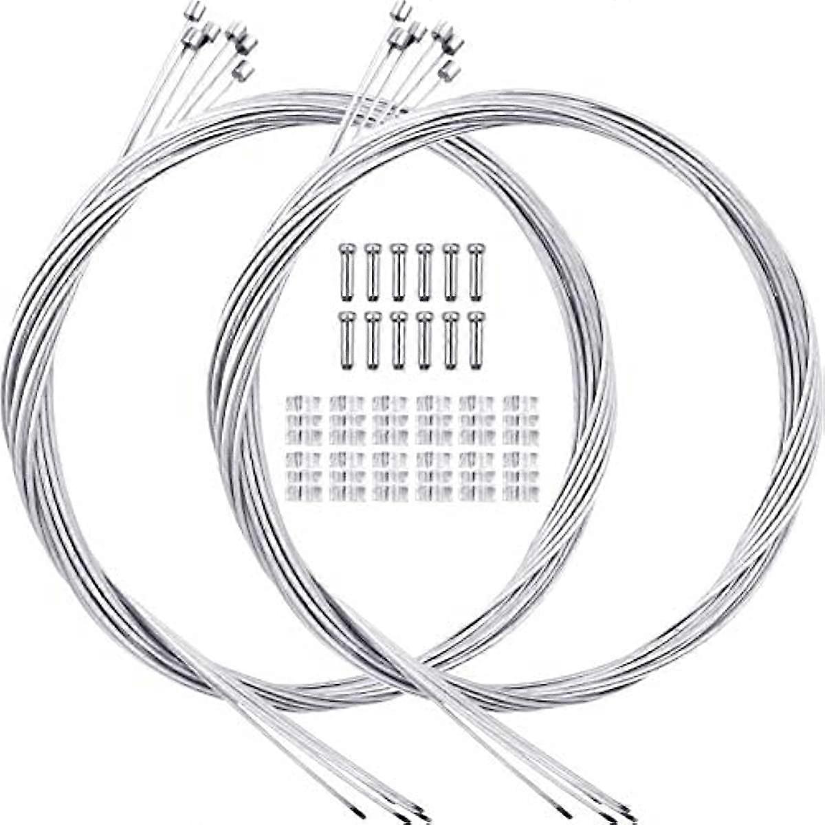 12 Pieces Bike Shifter Gear Cables with End Caps End Ferrules Vertical Cylinder Head Bike Brake Line Bicycle Shifter Line for Mountain and Road