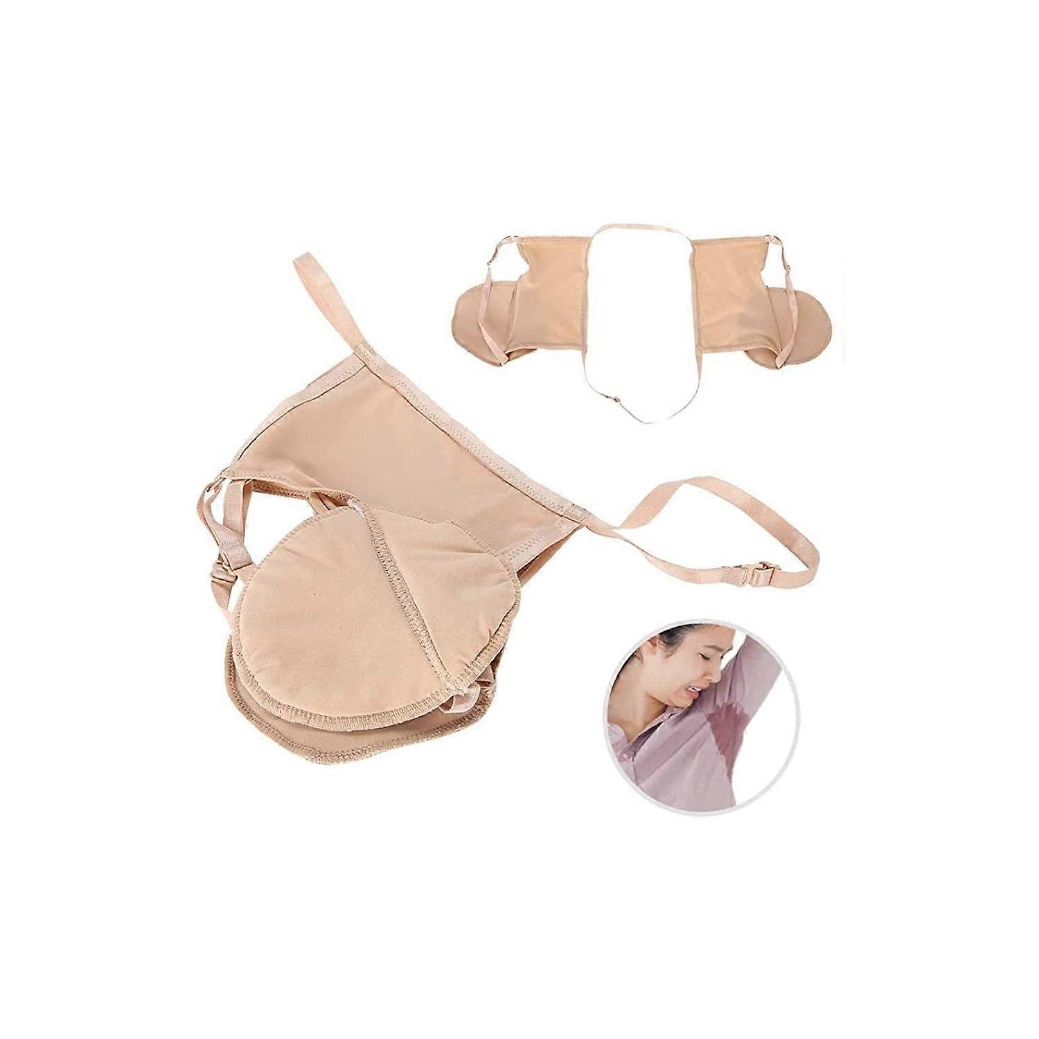 Underarm Sweat Pads, Sweat Block Bra, Reusable Cotton Armpit Sweat Guard Bra Underarm Sweat Absorbent Pads Skin Tone