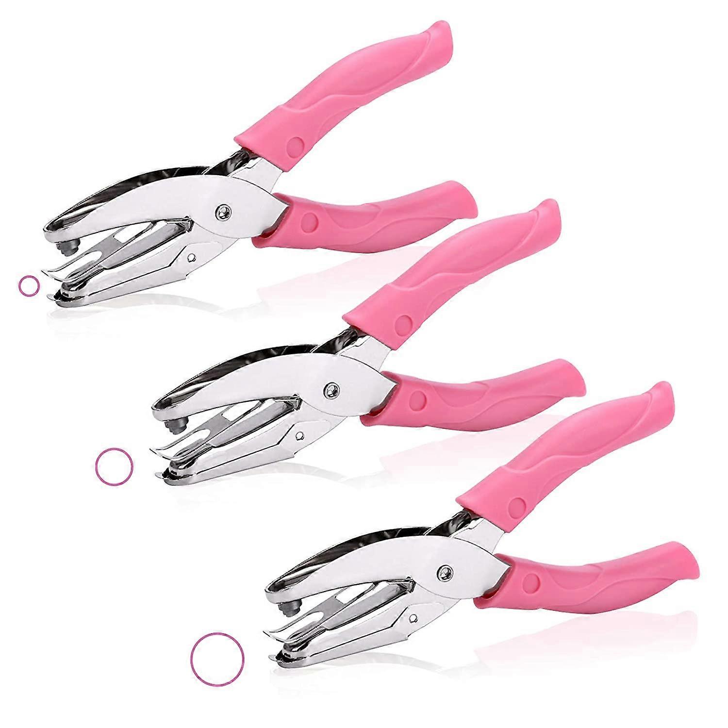 3 Pcs Pocket Punch, Metal Paper Puncher Single Hole Punch Pliers with Soft Handle, Hole Punch for Home Office School DIY Craft Scrapbook Notebook Card