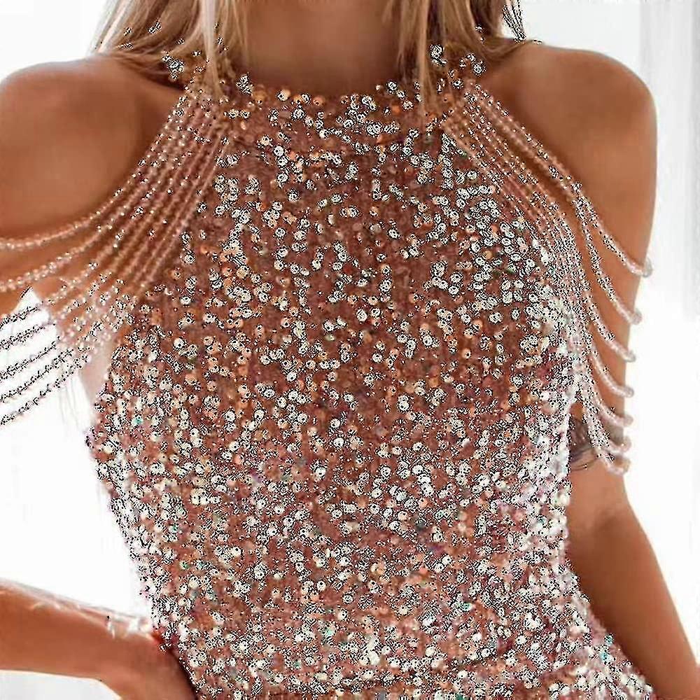 New Off Shoulder Party Bodycon Maxi Dress Elegant V Neck Gold Sequin Evening Dress