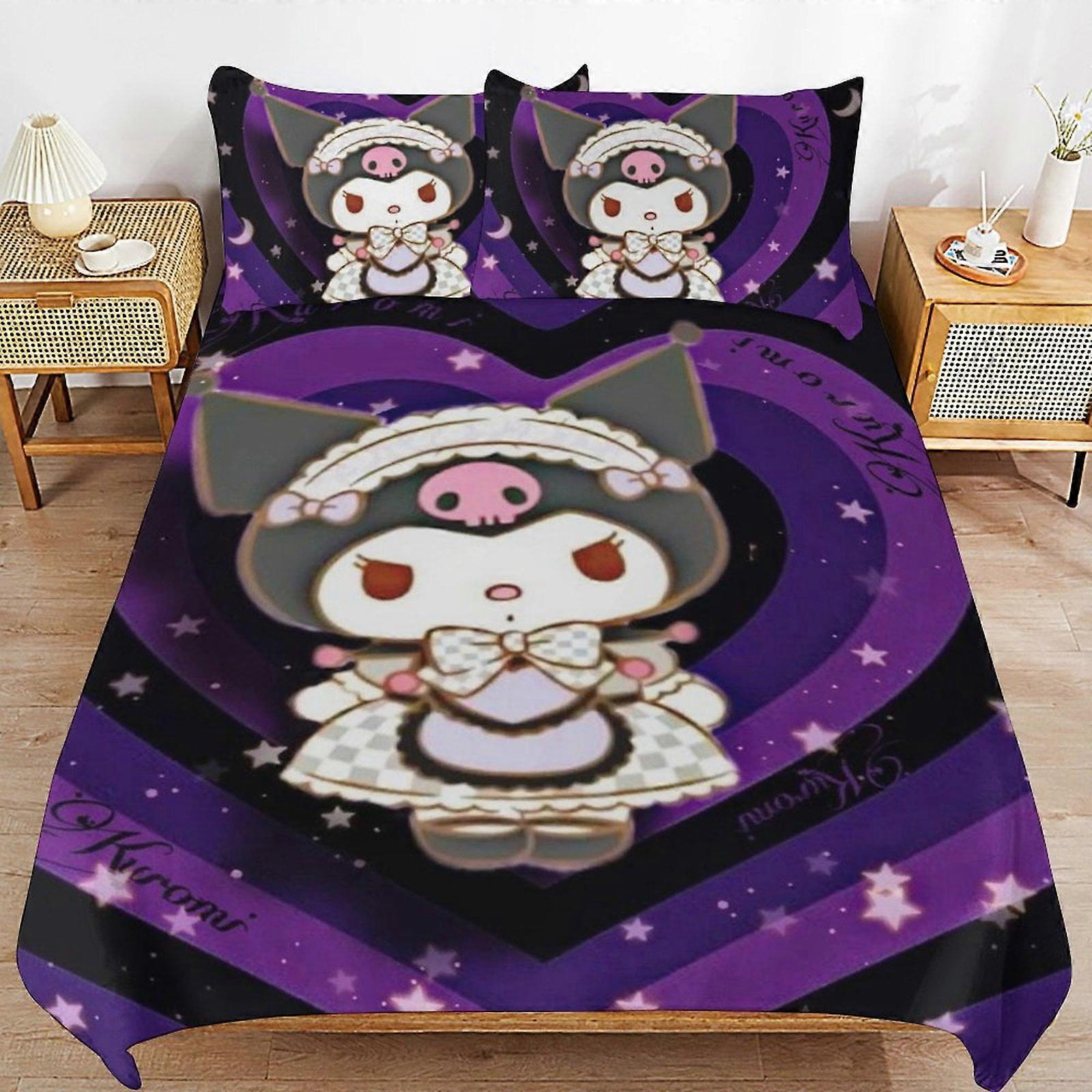 Påslakanset ZM201 Kuromi påslakanset, 3-delat sängkläder Dekorativt täcke Täckset (1 påslakan + 2 kudde shams) TS201