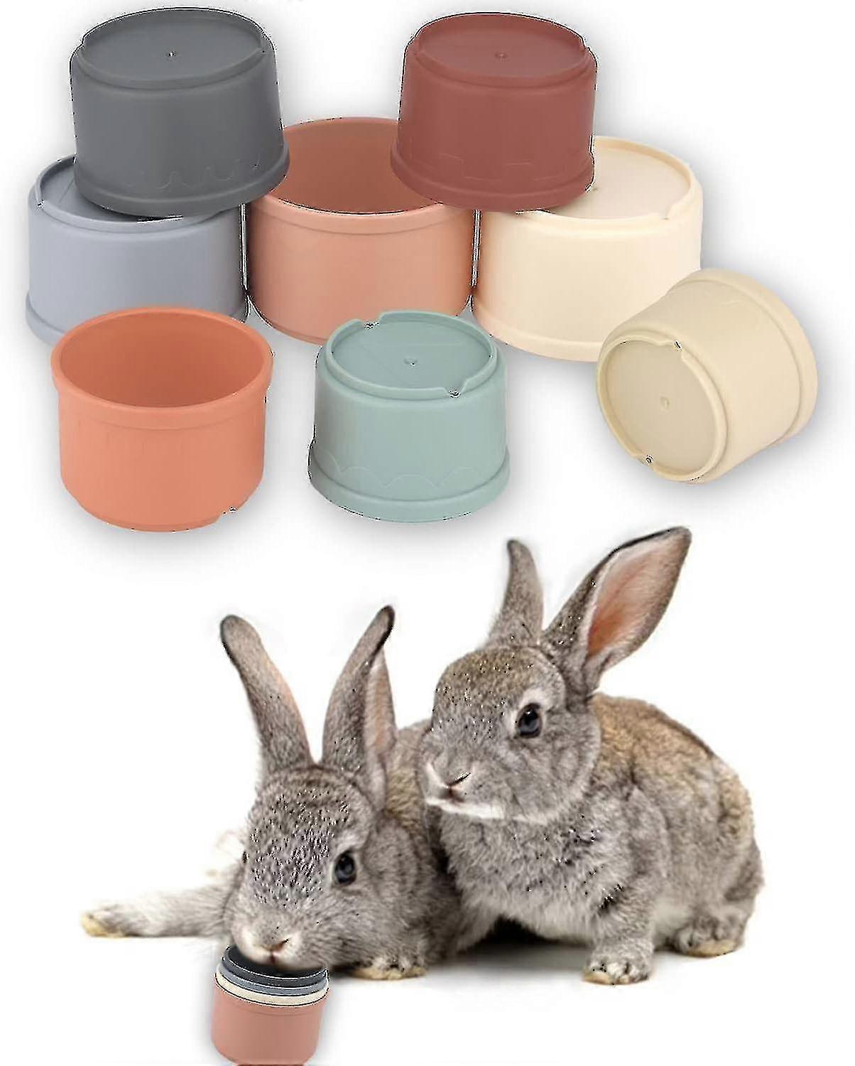 Pack Of 8 Stacking Cups For Rabbits, Multicoloured Rabbit Stacking Cups Toy Bunny Nesting Toy