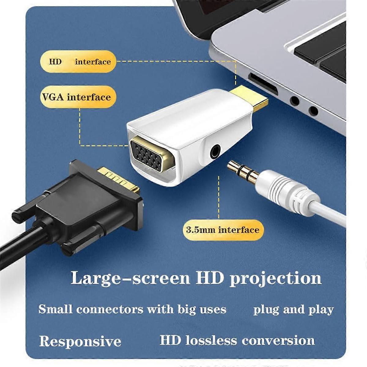 -Compatible to VGA Adapter HD 1080p Audio Converter Audio Transmission with 3.5mm Jack Audio Conver