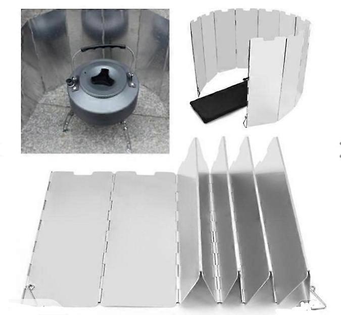 10 Piece Folding Camping Cookware Stove Cover Draft Shield