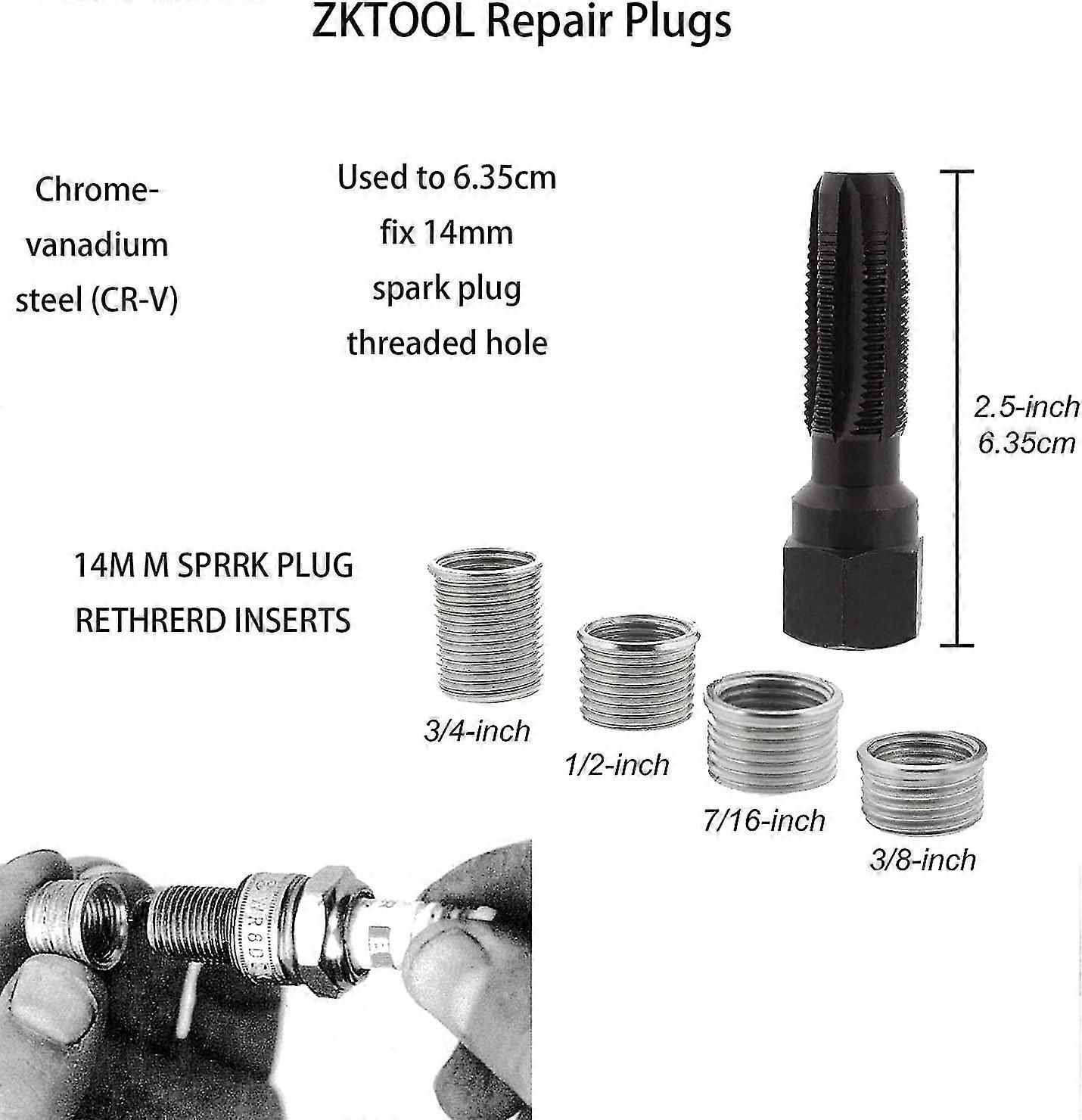 5pcs M14 X 1.25 Spark Plug Thread Repair Kit, Cylinder Head Rethreading Kit, Rethreading Spark
