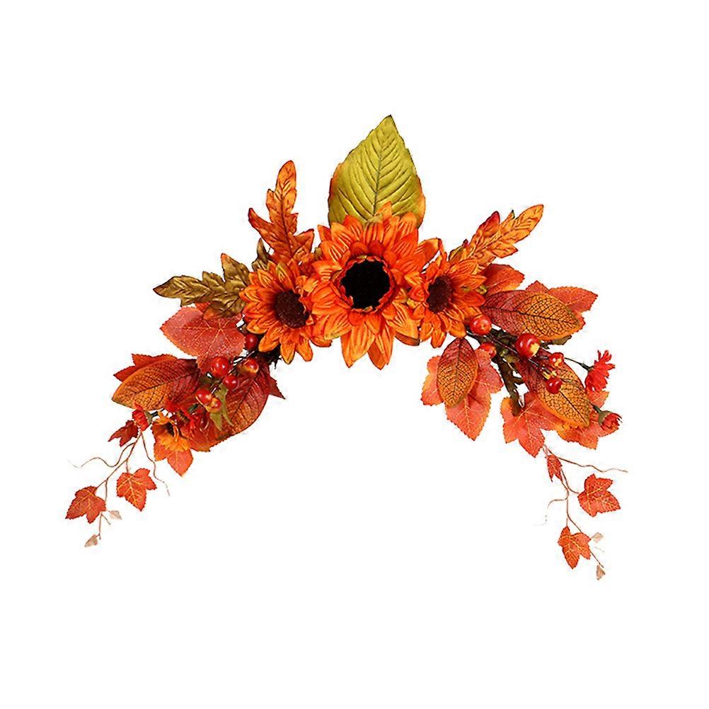 Sunflower Wreath Fall Maple Leaf Wreath Artificial Autumn Leaves Thanksgiving Wreath