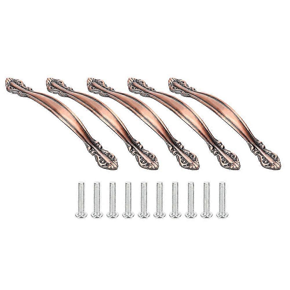 Red Bronze Vintage Cabinet Drawer Pull Handle Zinc Alloy Wardrobe Knobs (5 Sets)