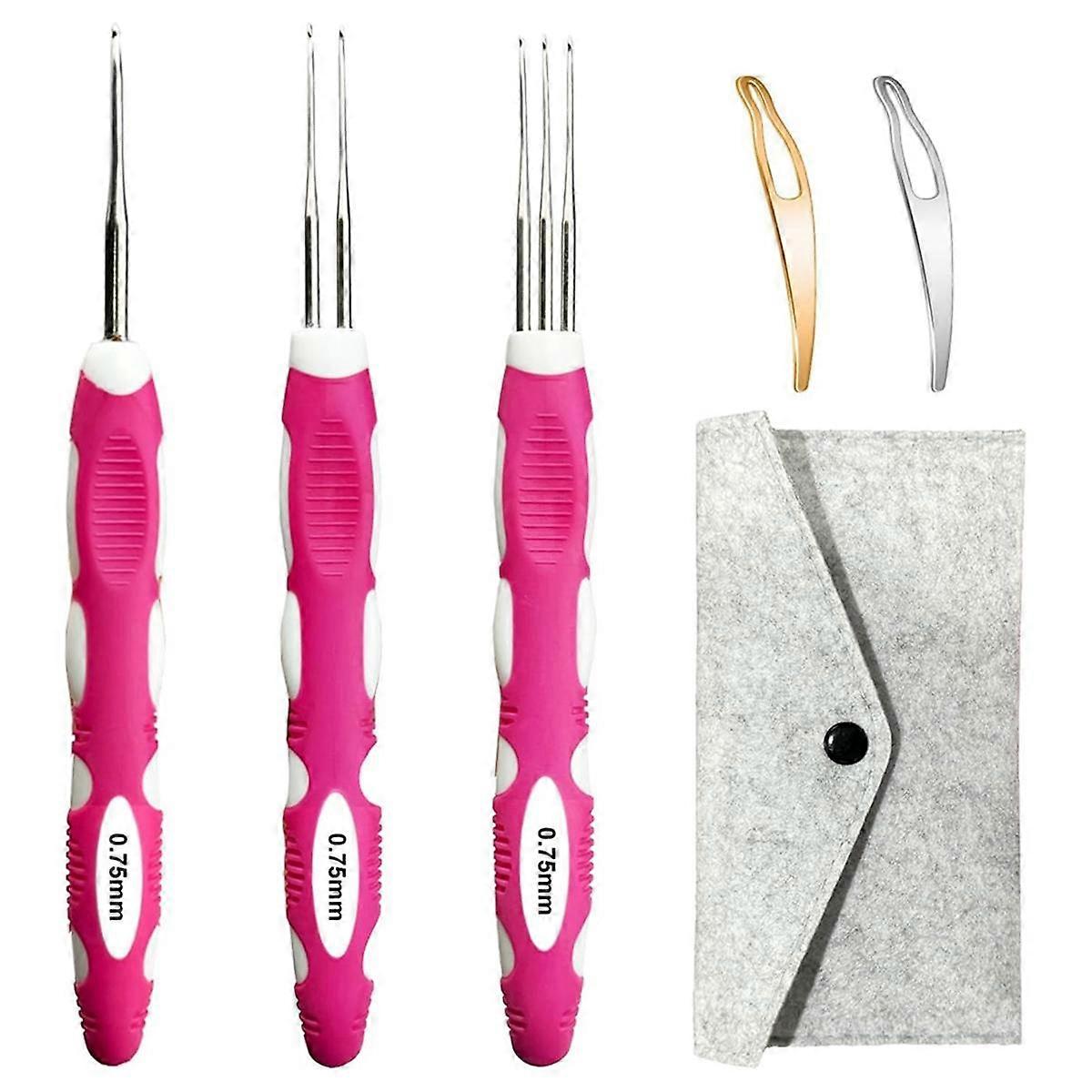 Dreadlocks Crochet Hook Set with Ergonomic Handle,Interlocking Tool for Locs 0.75mm Dreadlock Croch