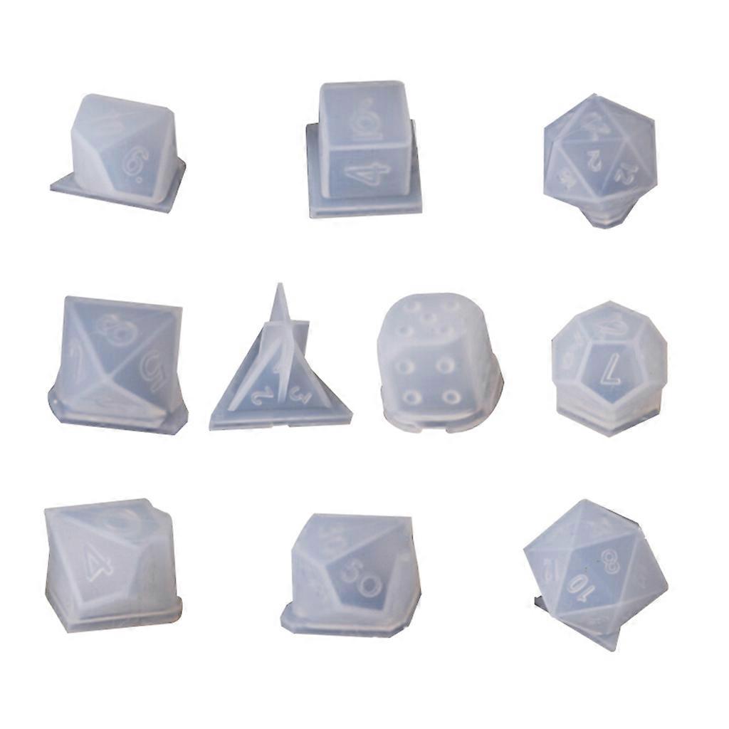 10Pcs Resin Dice Molds Epoxy Casting Kit Set Number Letter Operation Mold