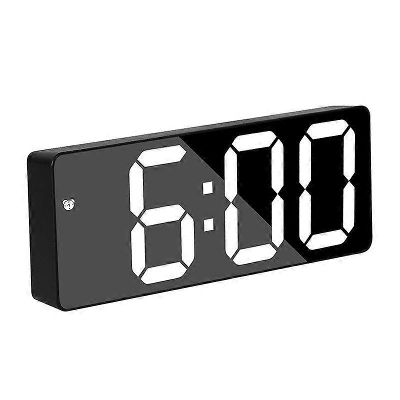 LED Alarm Clock, Rectangular Black Surface White Light