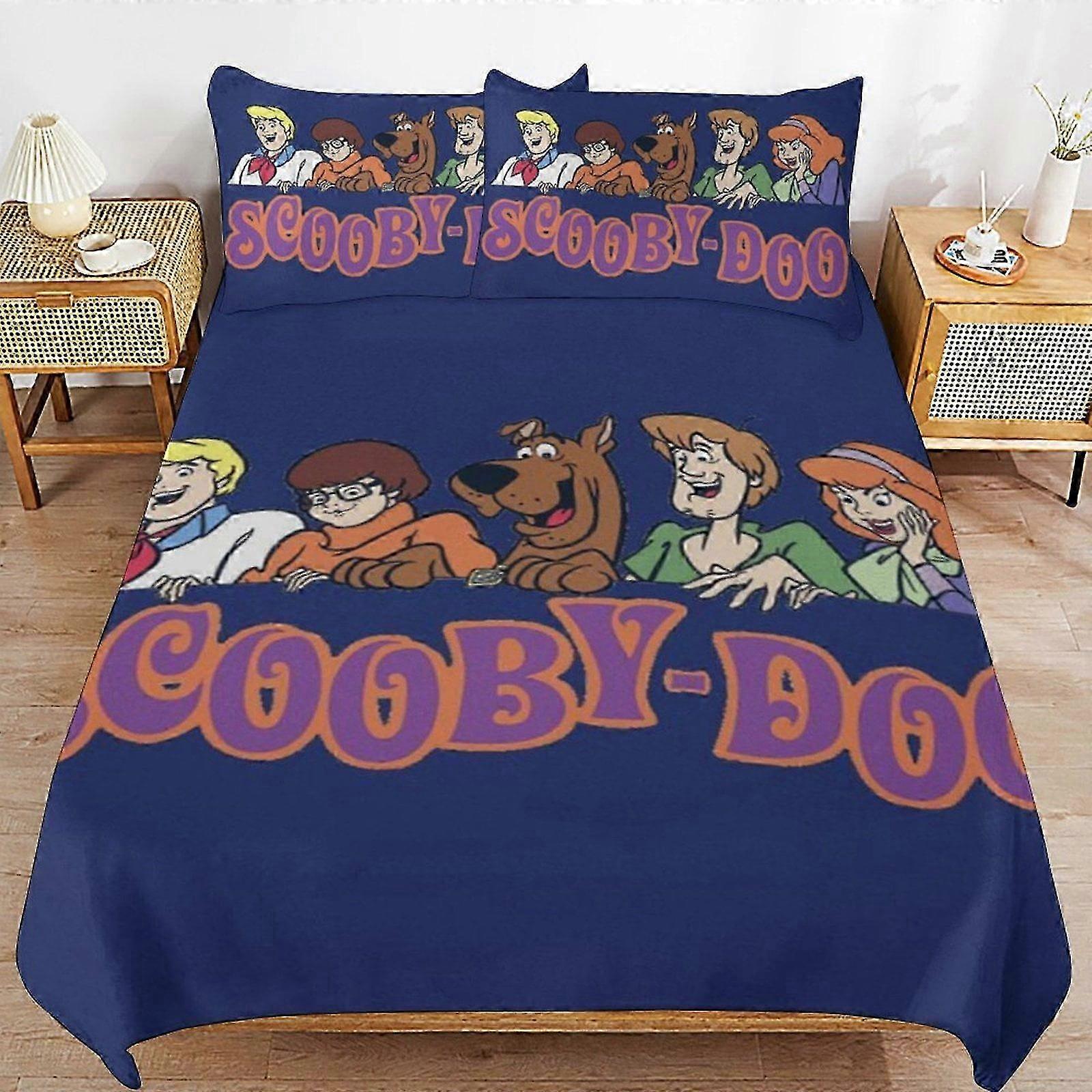 n669 طقم ملاءات سرير سكوبي دو طقم أغطية لحاف 3 قطع مفروشات ناعمة لجميع الفصول (1 غطاء لحاف و 2 كيس وسادة) ملاءات سرير iiv669