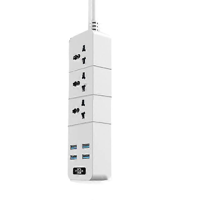 Power Strip 10A 2500W 1/2/3 Way AC Socket EU/UK/US/AU Plug 4 USB Travel Adaptor with Switch 2m Extension Cord PC Explosion Proof