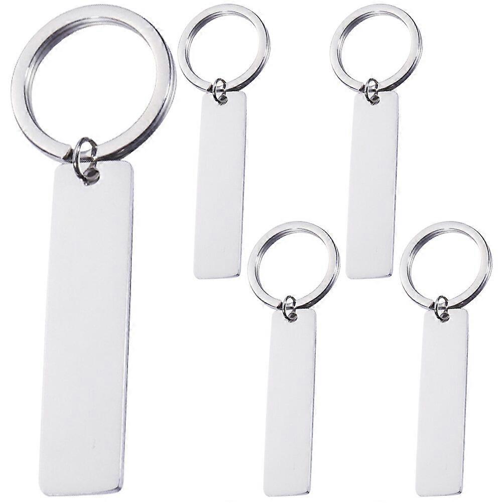 5pcs Blank Stainless Steel Key Chain Blank Keychain Blank Key Ring Key Tags For Number Tag