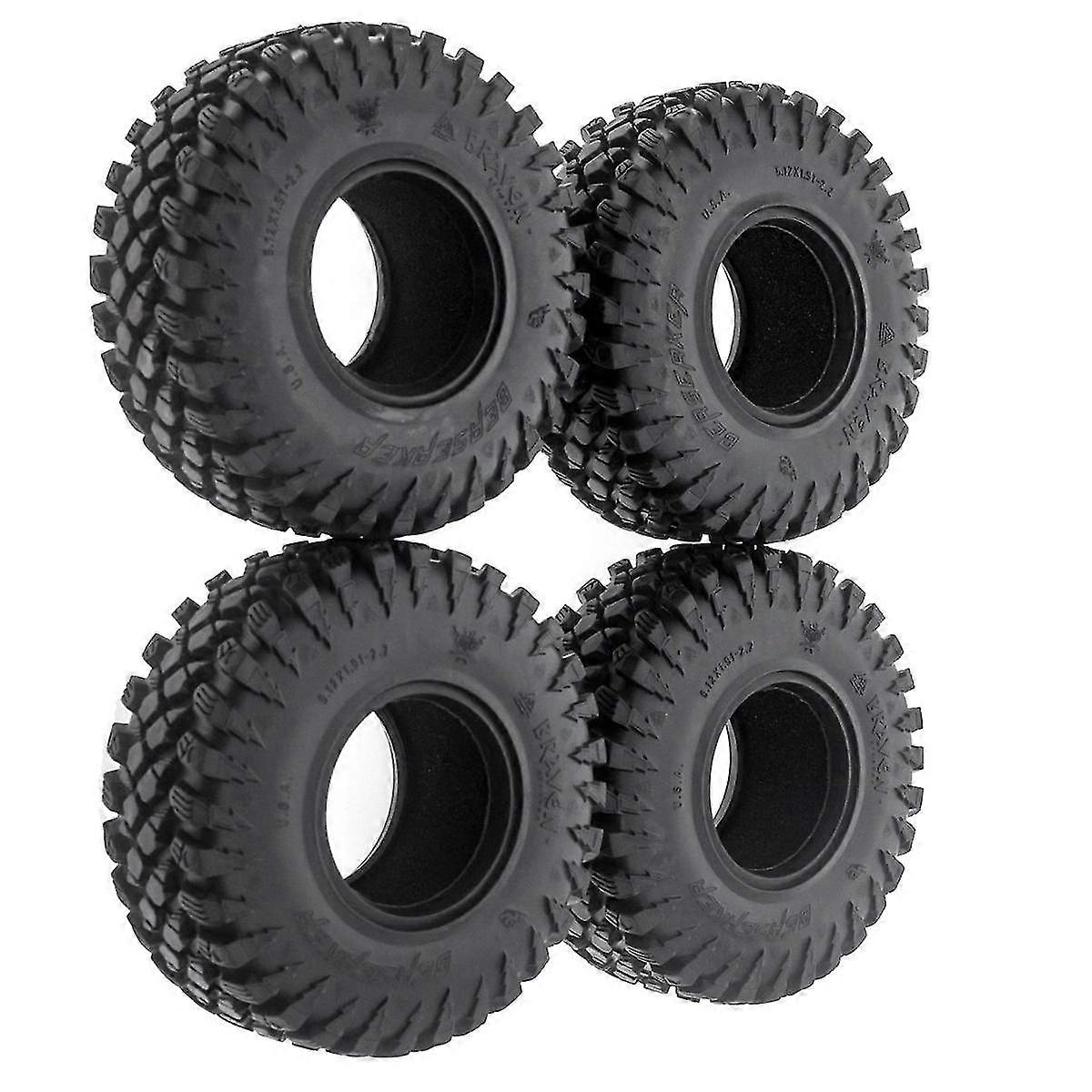 4Pcs Rock Crawler 2.2 Inch Tires Soft 128mm Tyre with Foams for Axial Wraith SCX10 Wrangler -4 2.2 WHEEL