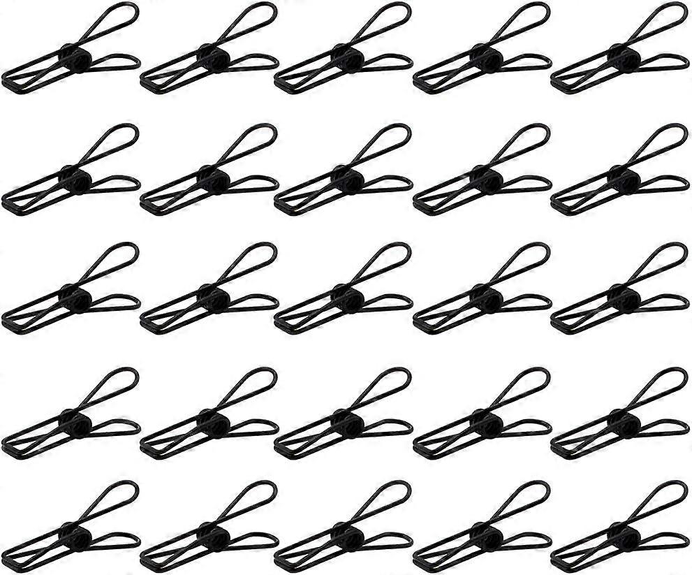 Set van 25 stuks kleine zwarte klemmen - multifunctionele waslijn Utility Clips
