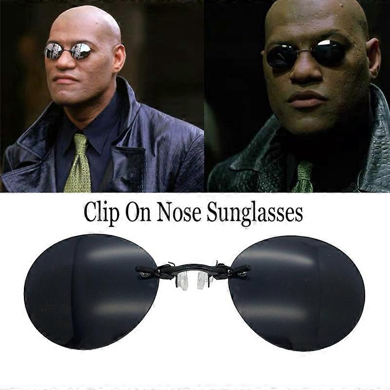 Mini Rimless Sunglasses Clip On Nose Lens Round Glasses Fashion Matrix ...