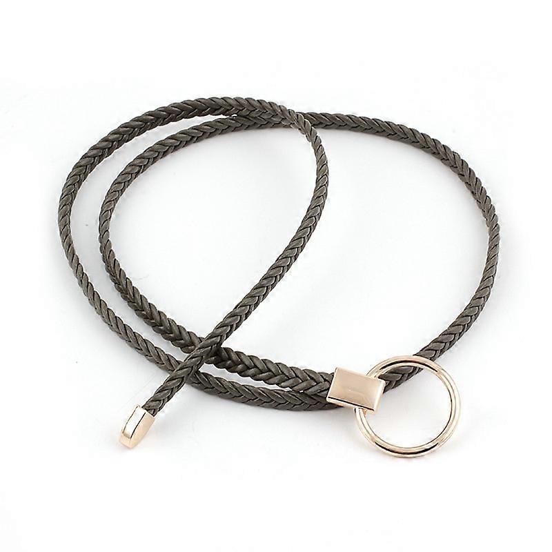 2020 New Gold O Ring Buckle Weave Belt Ladies White Black Red Thin Braided Leather Belts For Women Dresses String Waistband