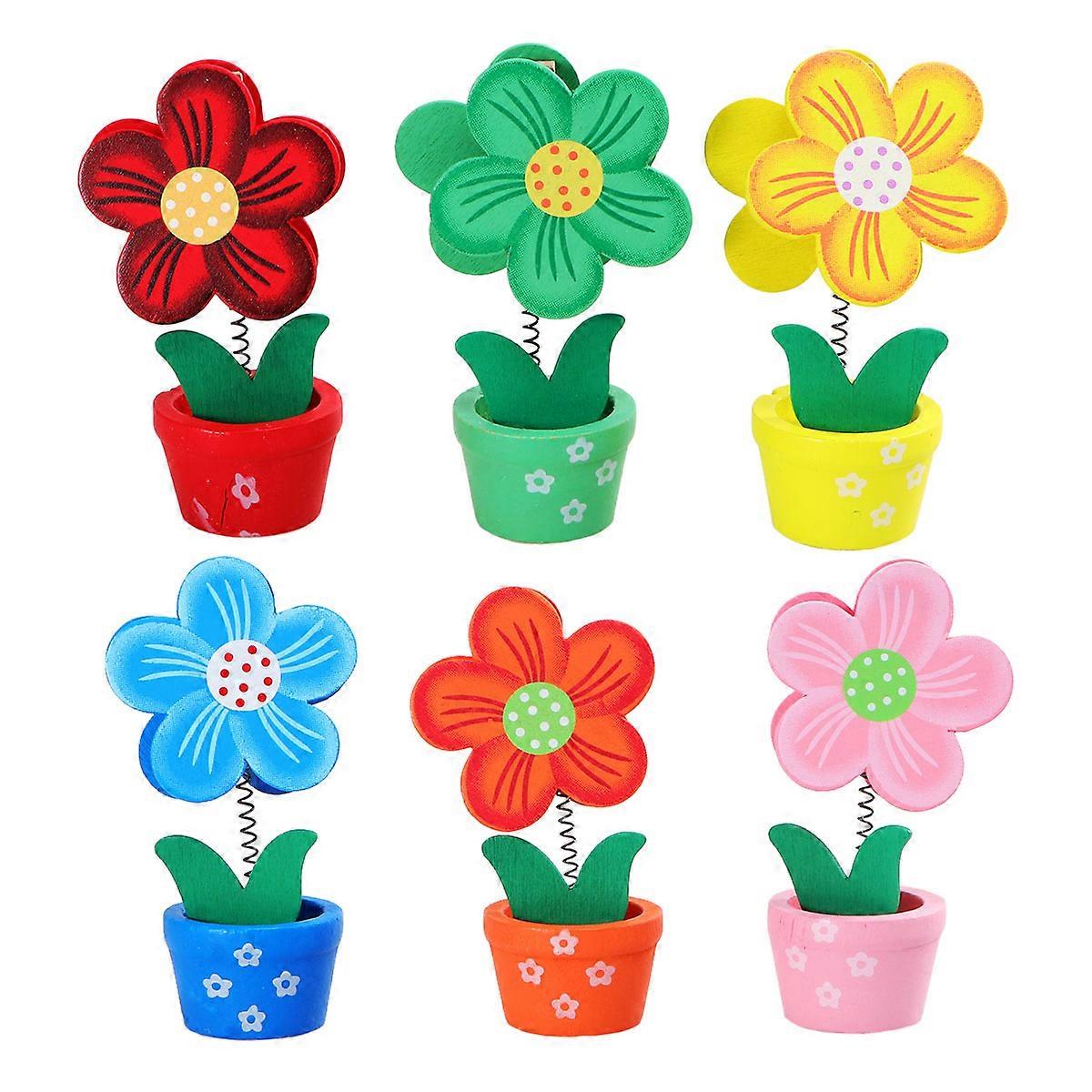 6 Pcs Mini Pots Wooden Place Card Clips Wedding Table Number Stand Card Photo Holder Office Desk Name Holder Table Name Holders