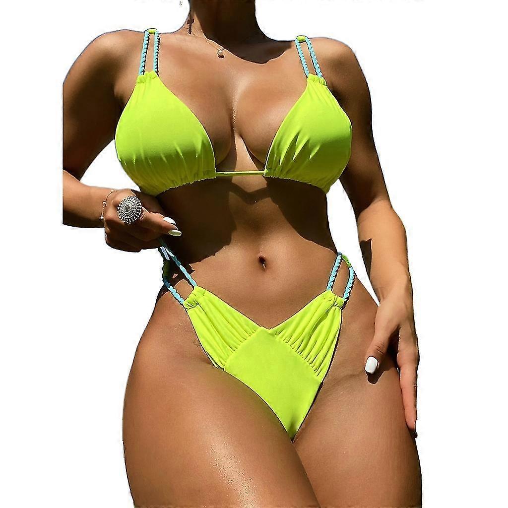 2pcs Straps Swimsuit Triangle-bikini Top Hollow String Swimwear Unique-bikini