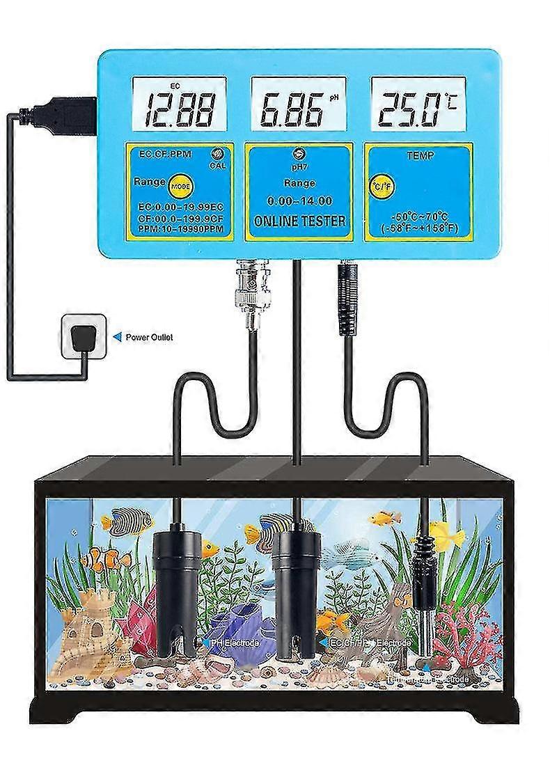 Naiwang Ph117m Digital Ph Ec Cf Tds Temp Meter Water Quality Tester 5-in-1 Multifunction Smart Monitor Analysis Control Eu Plug 220v