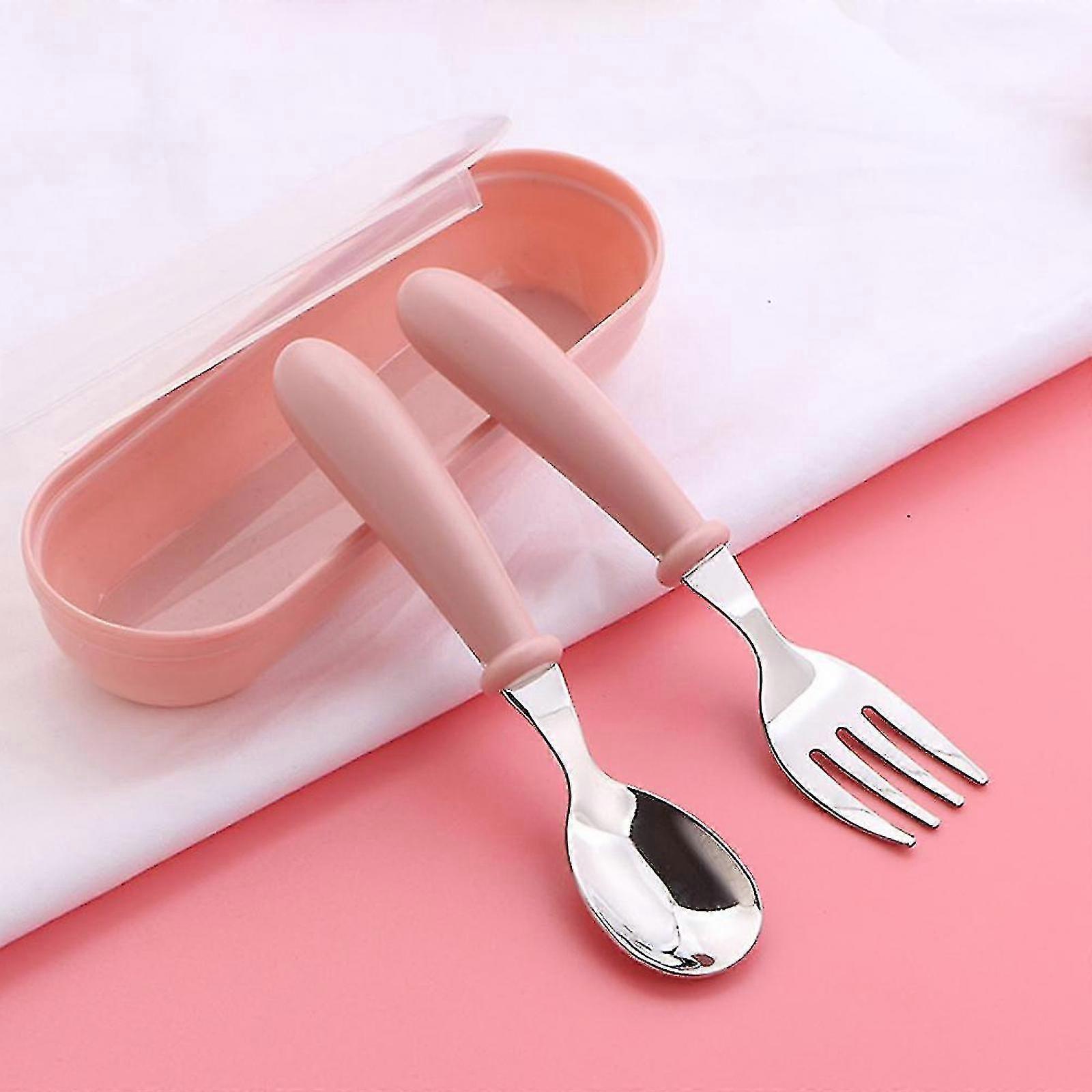 Stainless Steel Children's Dinnerware Set: Spoon Fork and Portable Tableware Box Kit