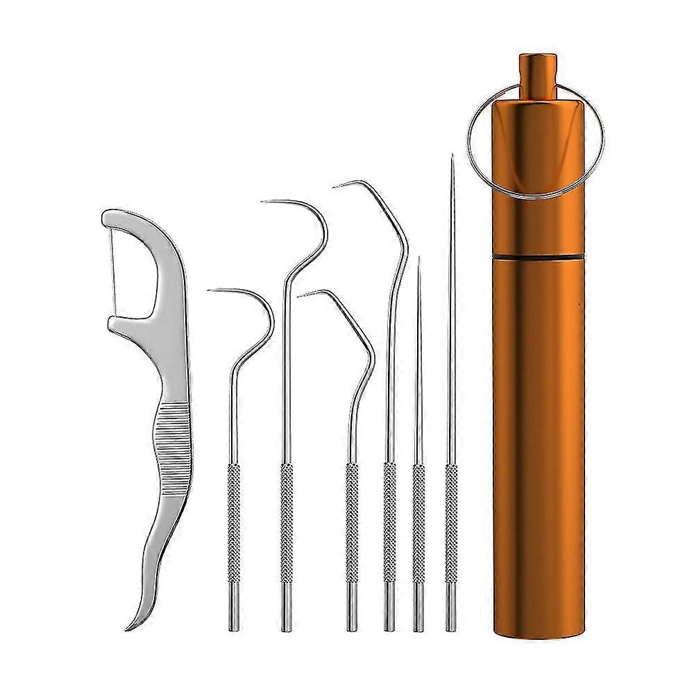 1セットデンタルフロススチールデンタルフロッサつまようじ金属ステンレススチールクリーニング歯フロス再利用可能なデンタルフロスオーラルケア0ral灌漑器