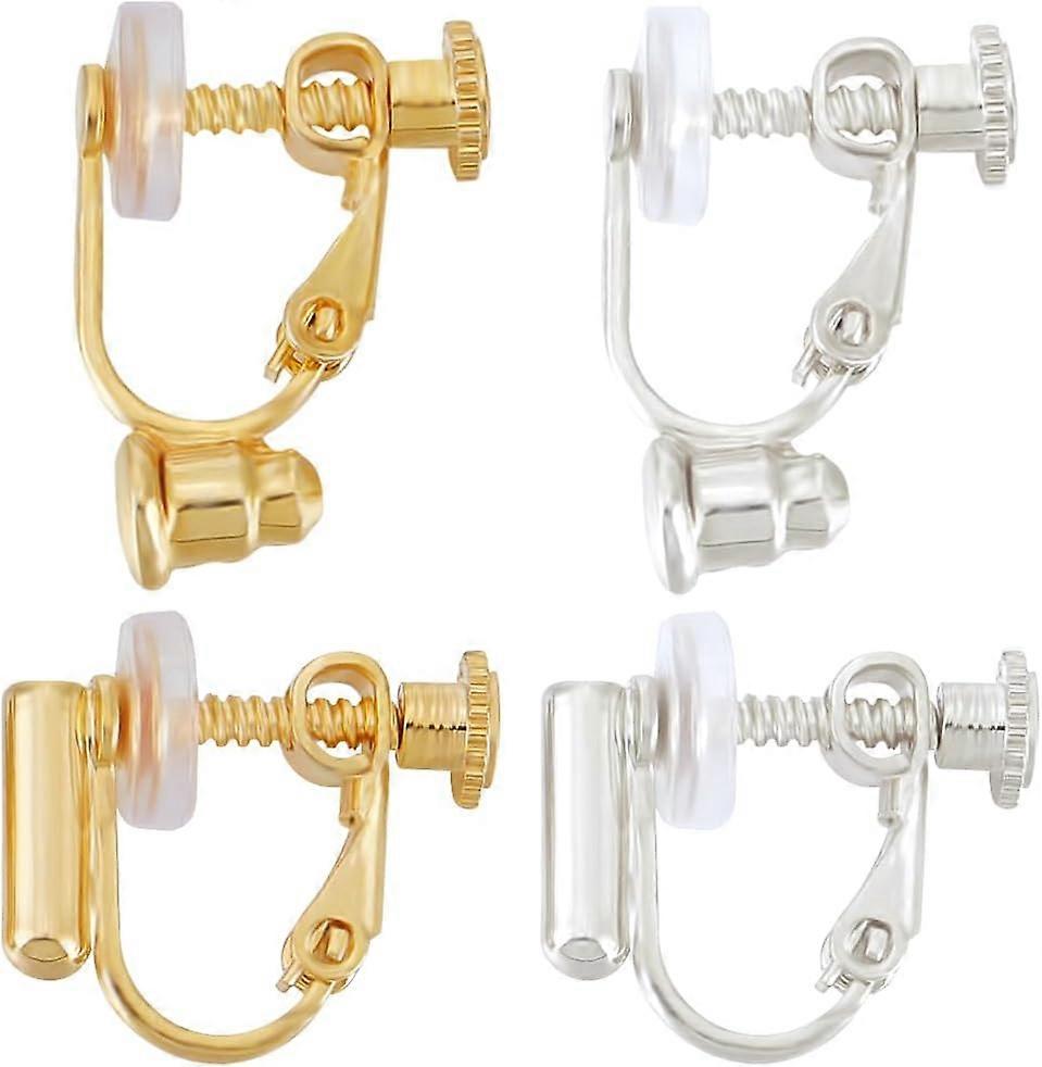 1 Box 16Pcs Screw Clip-on Earring Converter 18K Gold Plated & 925 Sterling Silver 2 Style Screw Non-pierced Clip-on Earring Findings Components for DI