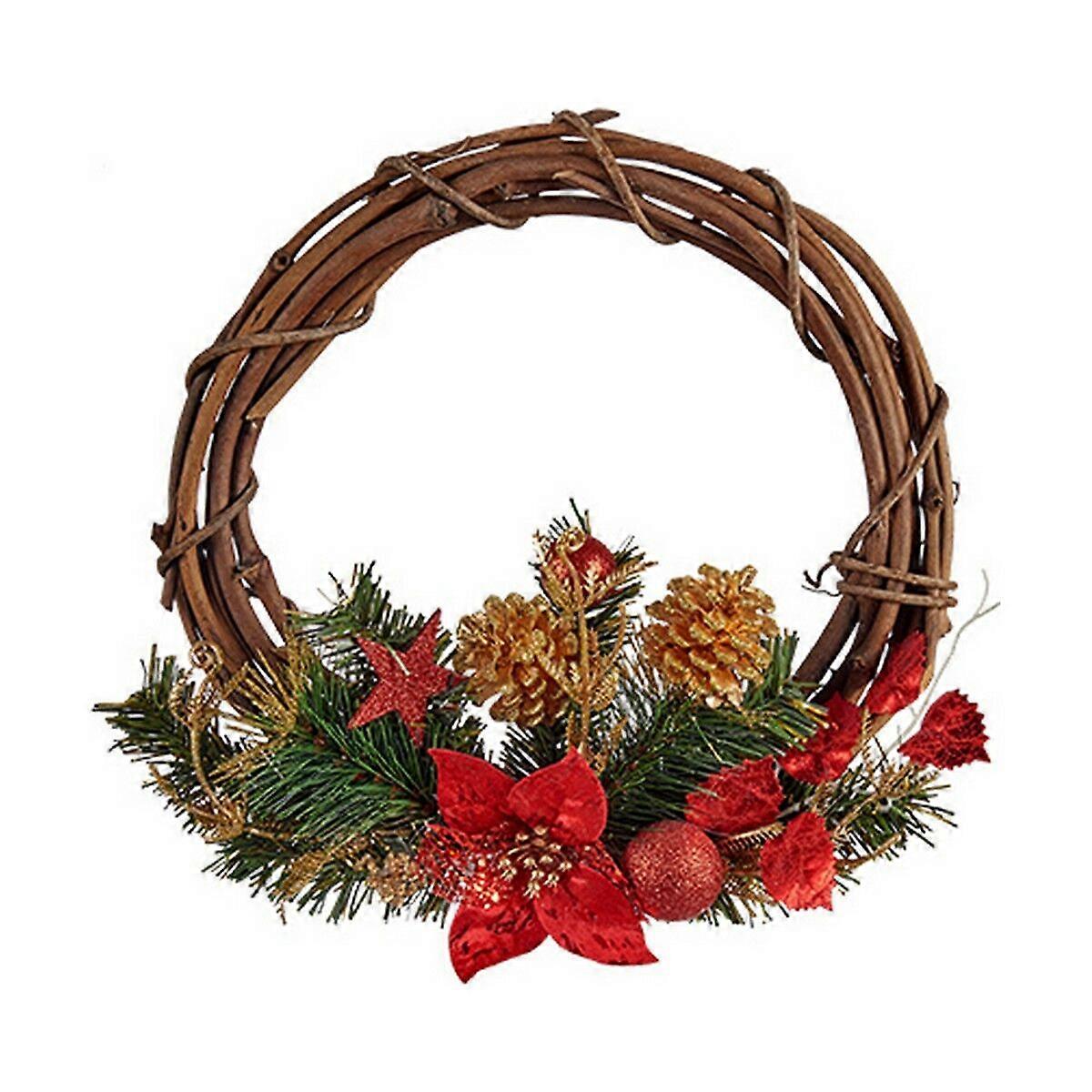 Christmas Wreath 30.48 cm Red Wood Green Plastic