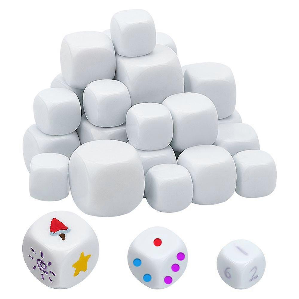 3 Style Acrylic Blank Dice Cube for Board Games Craft Fun Teaching White 16~25x16~25x16~25mm 30pcs/bag