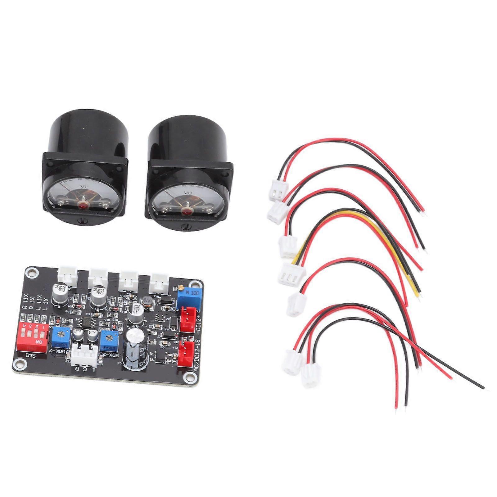 2pcs VU Level Meter Power Amplifier VU Panel Meter with Driver Board for Recording Studio 12V18V