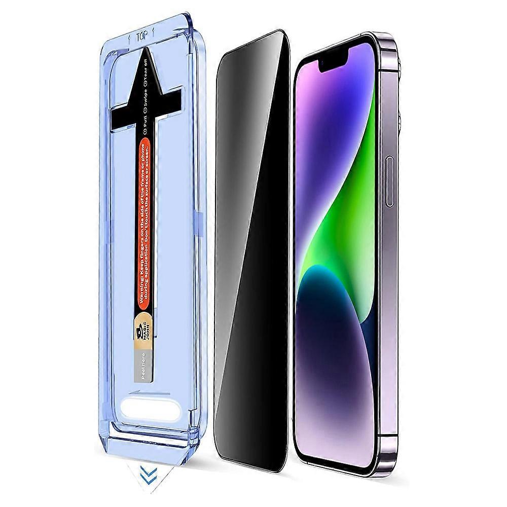 For iPhone 14 Plus Anti Spy Tempered Glass Screen Protector with Automatic Dust Removal Tool