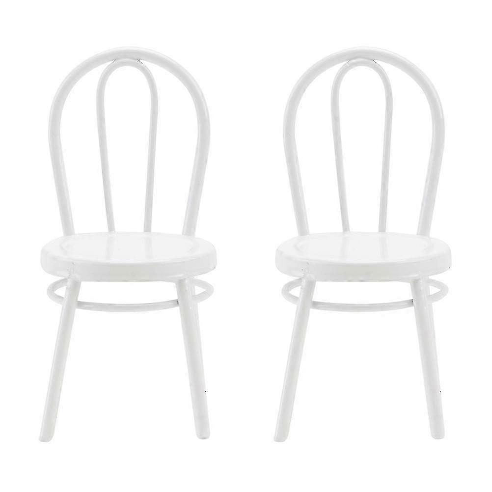 2pcs Iron Artificial Chairs Imitation Chair Models Decorative Emulation Chairs