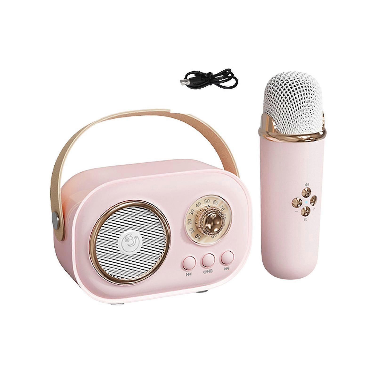 Karaoke Speaker Multifunctional Music Player with Wireless Microphones Rechargeable Portable Bluetooth-compatible Speaker