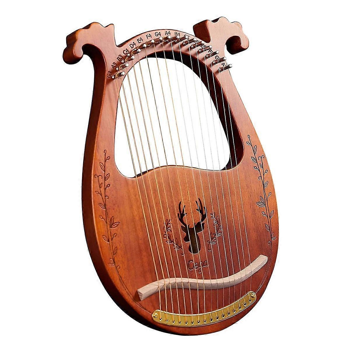 16-string Wooden Lyre Harp Resonance Box String Instrument With Tuning Wrench