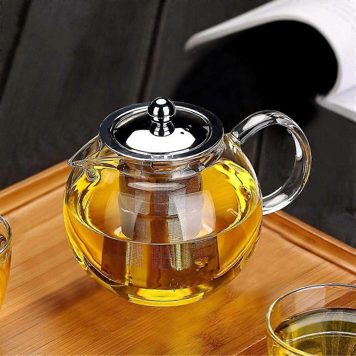 Glass Teapot With Removable Infuser, Safe Kettle, Blooming And Loose Leaf Tea Maker Set