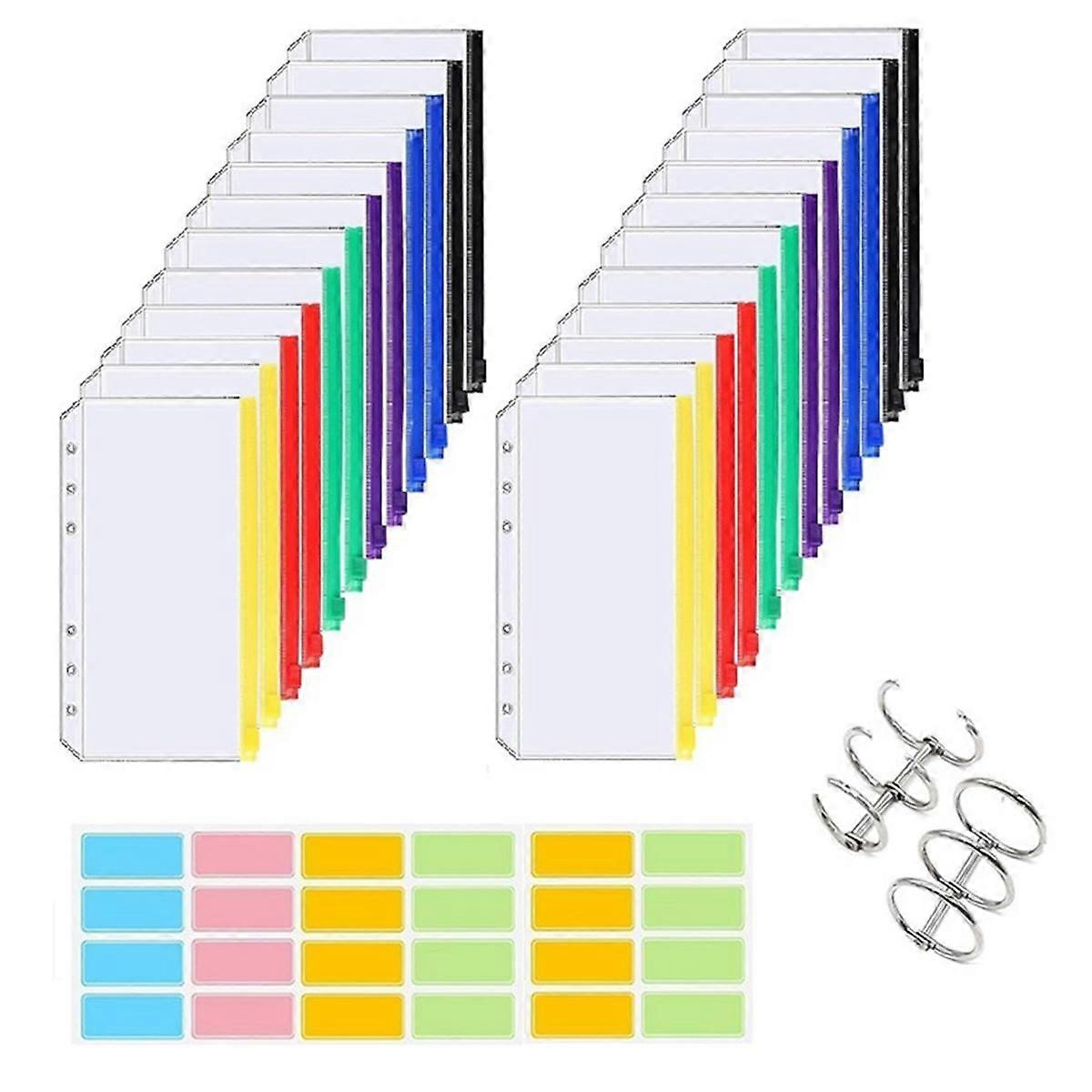 24PCS A6 Size Waterproof Pouch Circular Knitting Needle Pouches Zipper Folders for Cable Knitting N