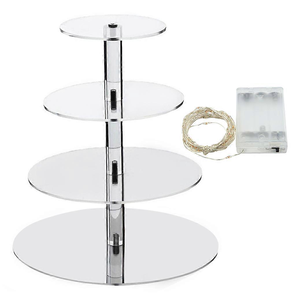 Acrylic Material 4-Tier Cake Holders Party Food Server Display Set Dessert Rack Slate Serving Set Square & Round 2 Shape