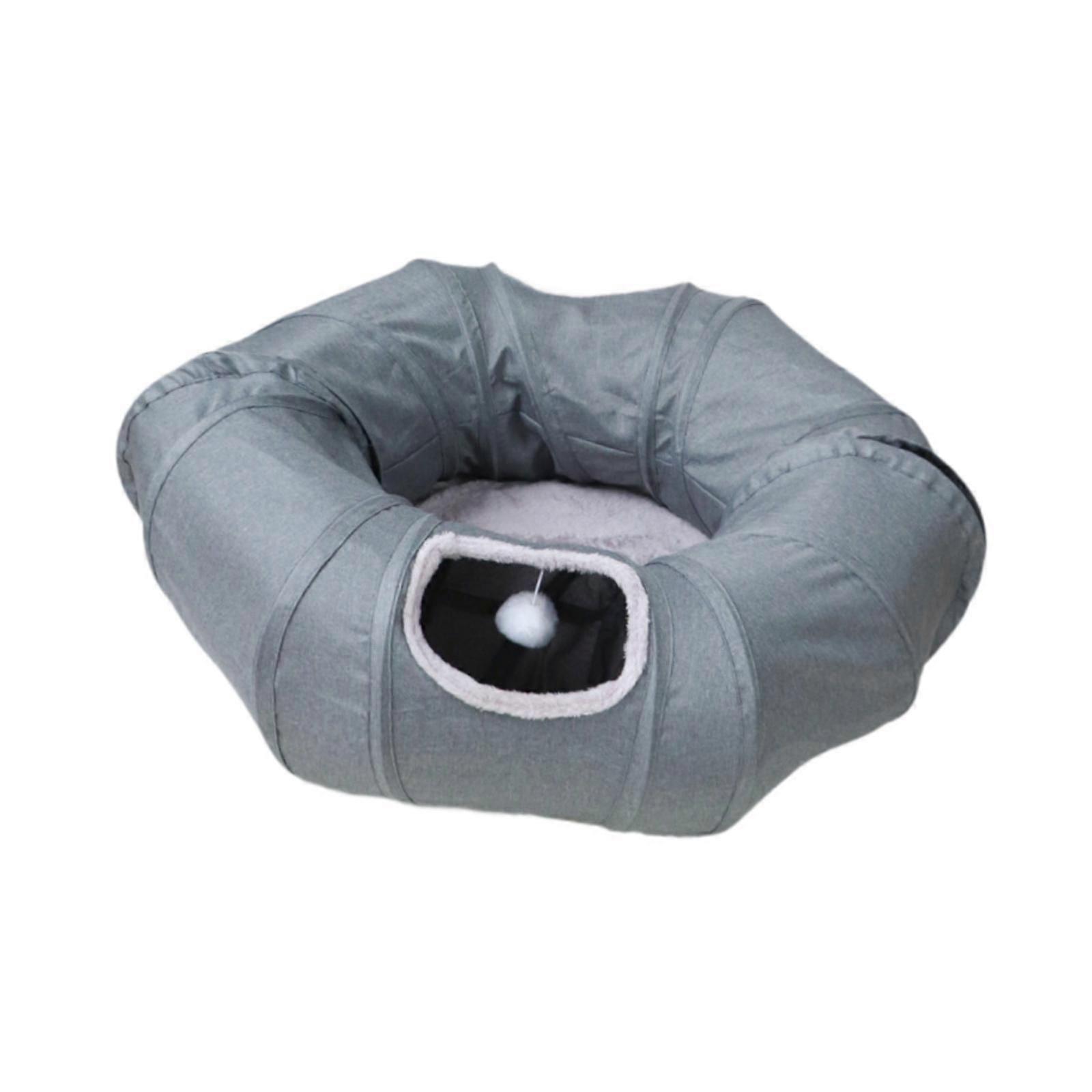 Pet Plays Mat Playground Four Season Cat Tunnel Bed for Play Hide Indoor Cats grey