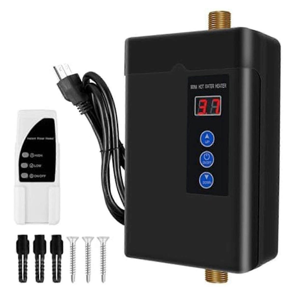 מחמם מים ללא טנק חשמלי, מחמם מים חמים מיידי 3000w 110v מיידי עם שלט רחוק דיס דיגיטלי