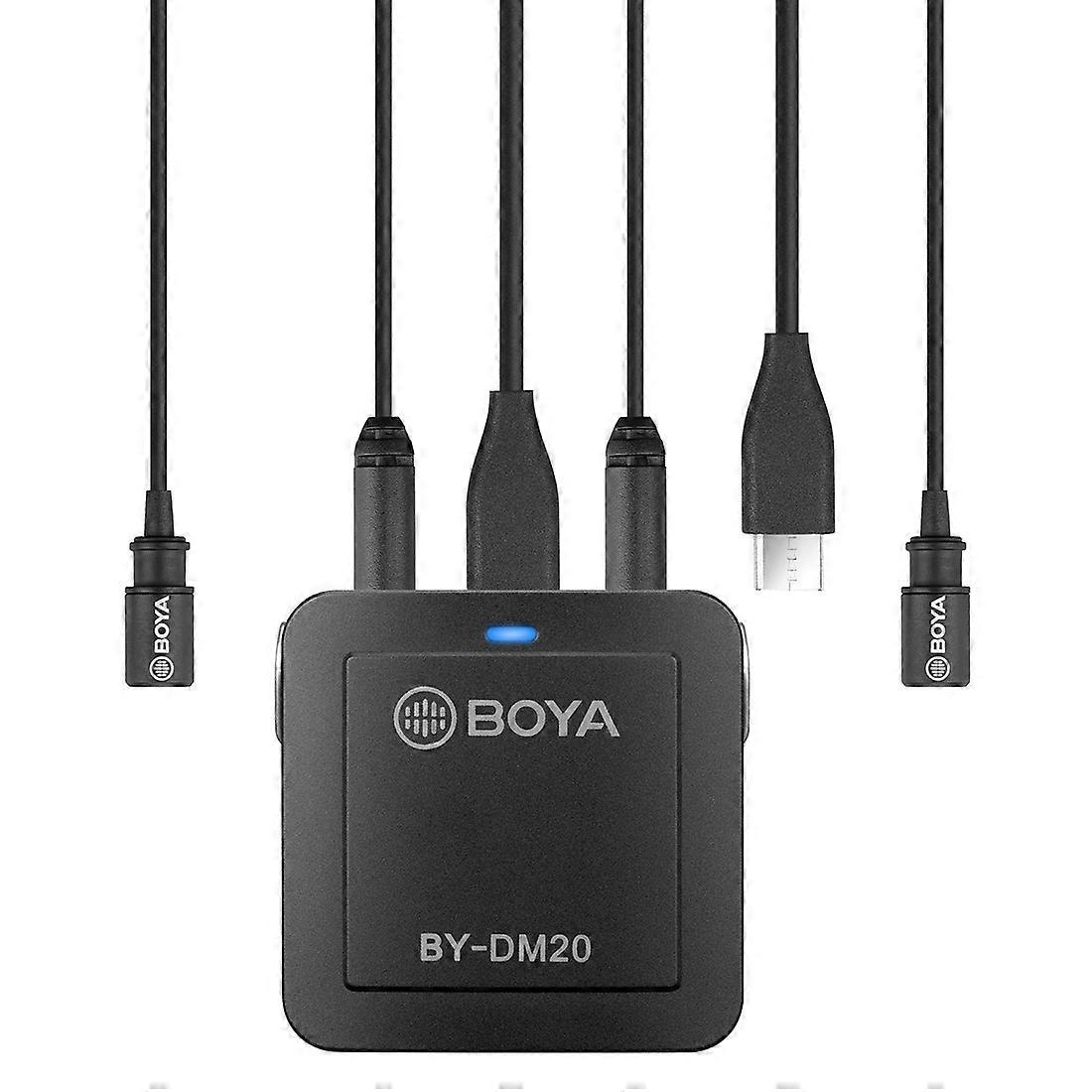 BOYA BY-DM20 Dual-Channel Recording Lavalier Microfoon voor iPhone / Android (Type-C) / Laptop (Zwart)