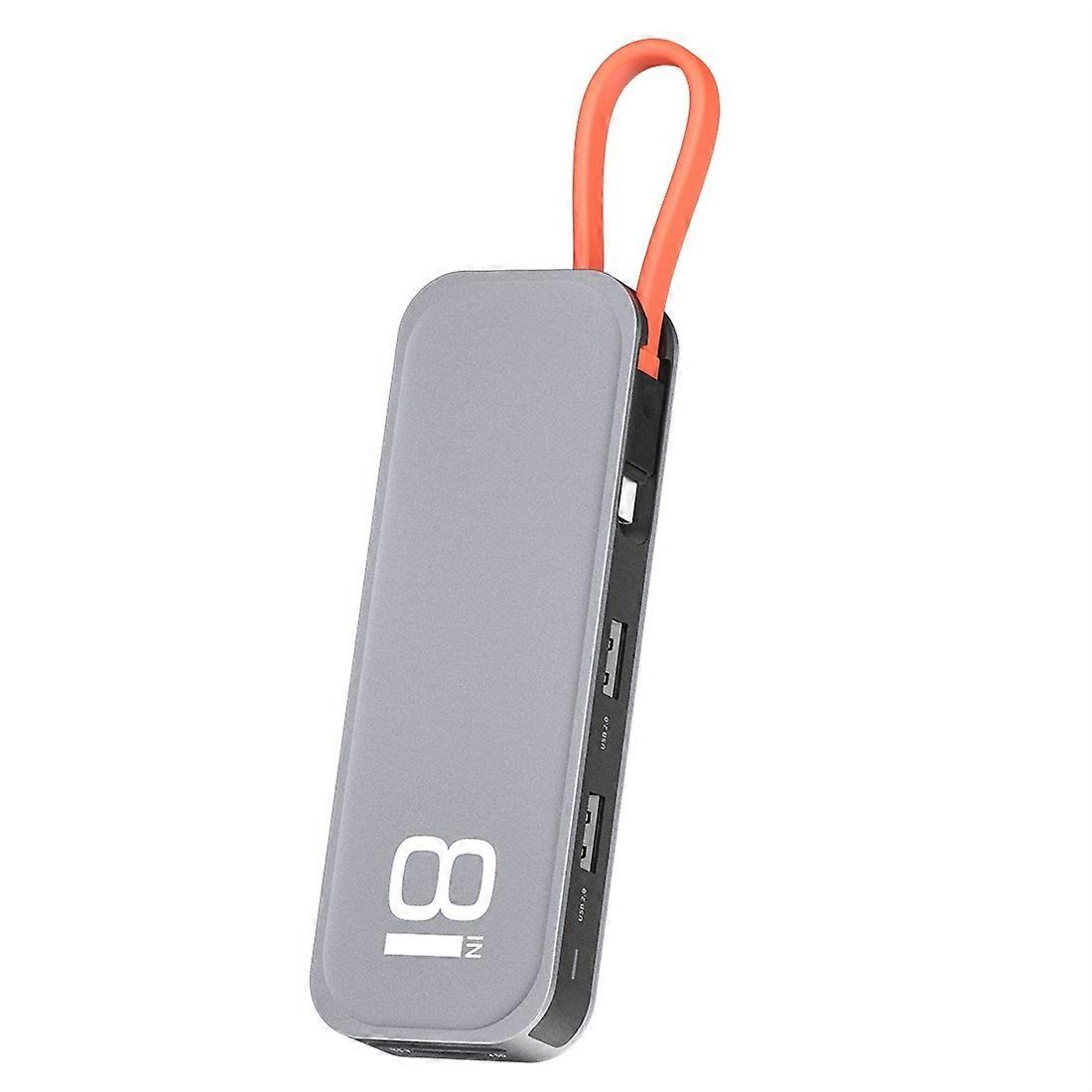 ROCK TR03 8 En 1 Type-C / USB-C à HDMI Multifunctional Extension HUB Adaptateur (Gris)