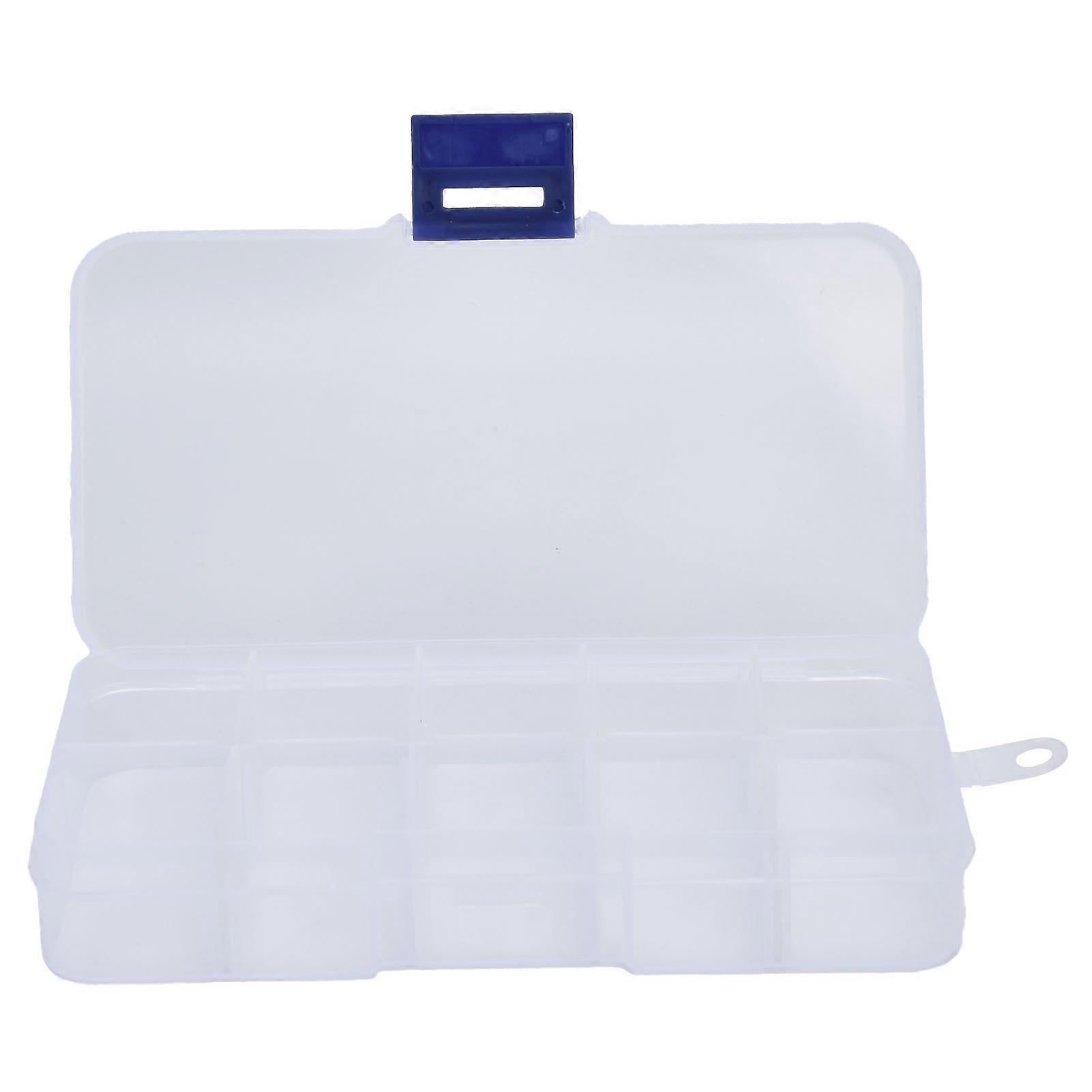 Craft Storage Container 10 Pcs Transparent PP Plastic 13x7x2.5cm 10-Compartment Box Organizer