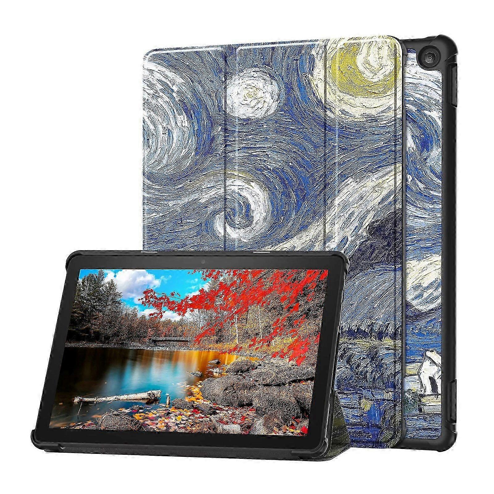 WXHFaux Leather Tablet Protective Case with Triple Fold Bracket Fall & Scratch Resistant Tablet Protector Shock-absorbing Safety Case for Fire-HD 10 2