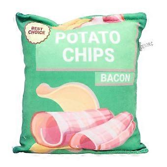 Potato Chips plysj Dog leketøy Innebygd Rattling Paper Bite Resistent Squeaky Snack Bag Dog leketøy for valp Lamb Roll Green