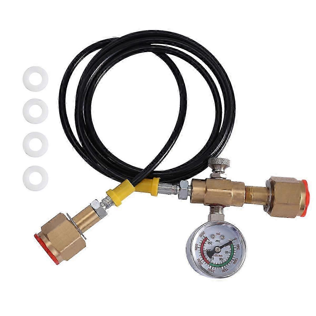 CO2 Refilling Station Charging Adapter to Small Welding Tanks,W/ 1.5 Meters Soft Hose 250Bar Gauge W21.8-14
