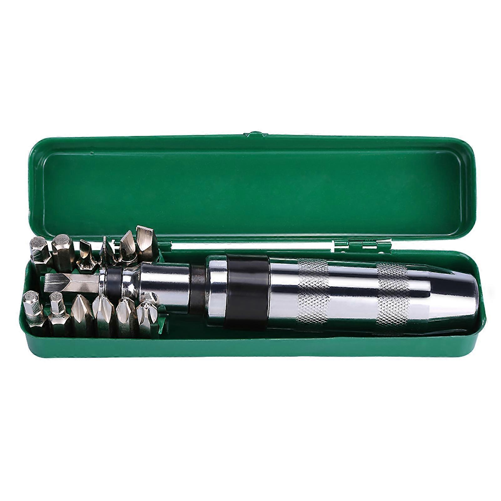 14 Pcs 1/2 Inch Impact Screwdriver Set with Reversible Hand Tool and Metal Storage Box for DIY Repairing Projects